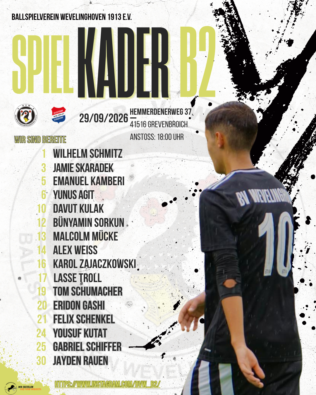 Kader BVW gegen Gustorf