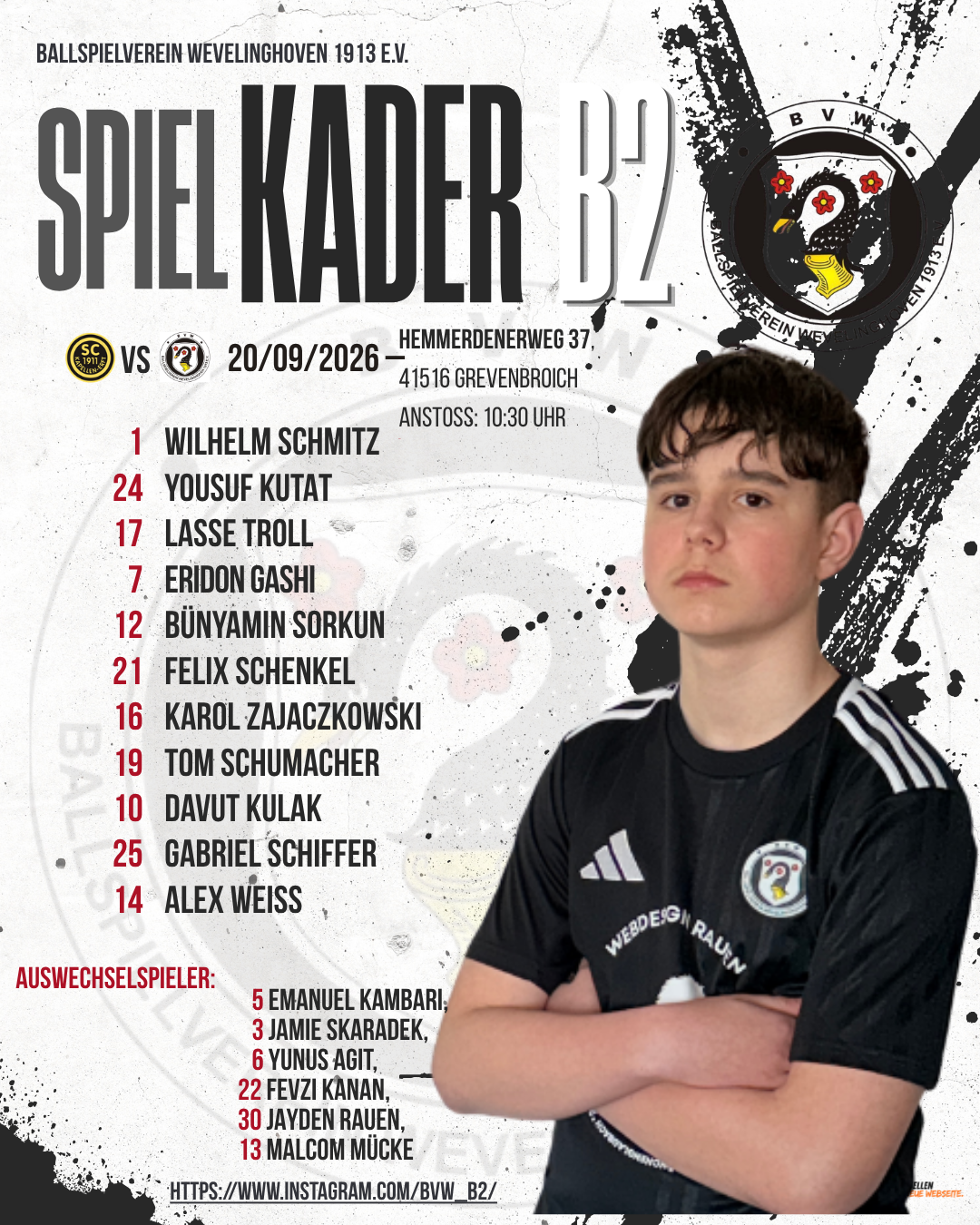 Kader BVW gegen Gustorf