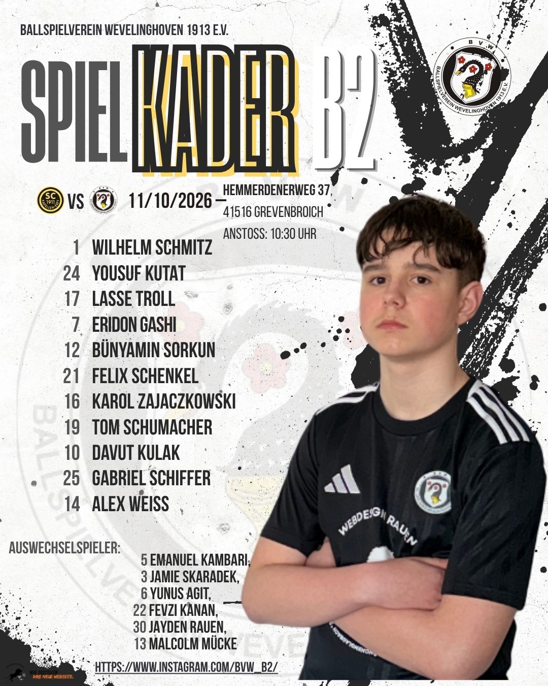 Kader BVW gegen Gustorf