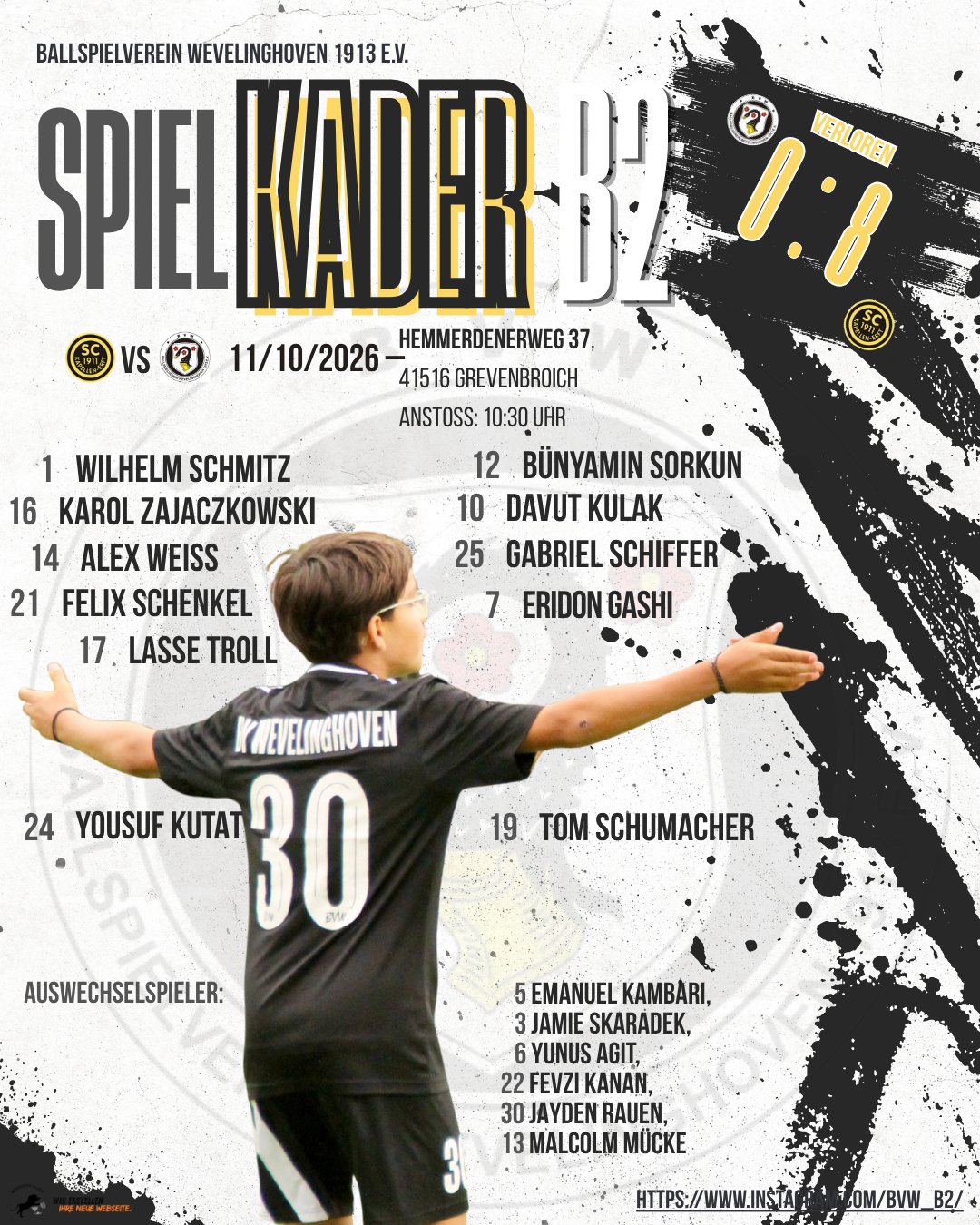 Kader BVW gegen Gustorf